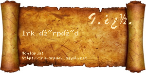 Irk Árpád névjegykártya